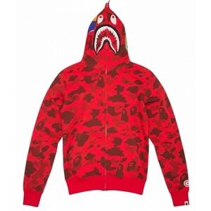 A Bathing APE Color Camo Shark WGM Hoodie Sweatshirt Red | A Bathing Ape Size XL